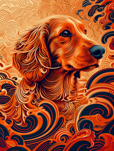 Dachshund Paper Cut Postures on White Background