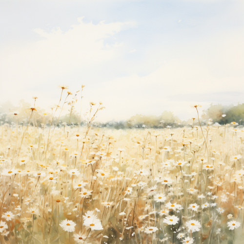 Daisy field in soft sunshine Daisy field in soft sunshine