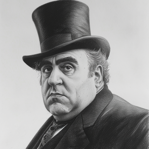 Danny Devito top hat suit drawing