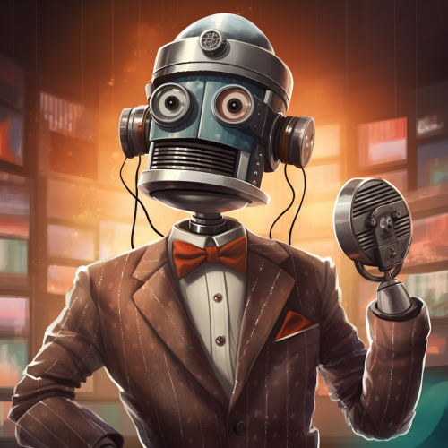 Dapper 1920s Radio Show Host Robot