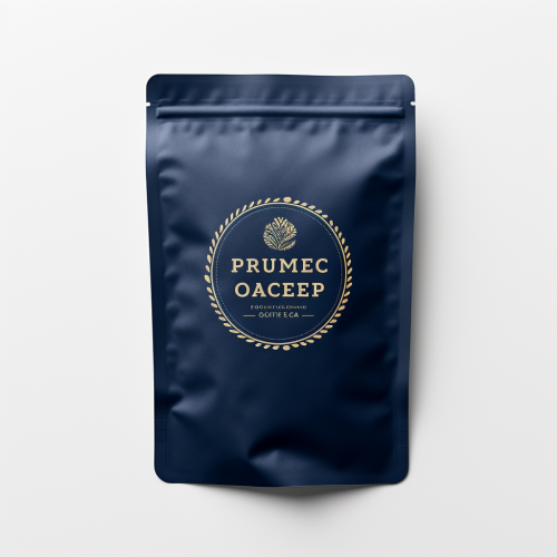 Dark blue coffee bag mockups on white background