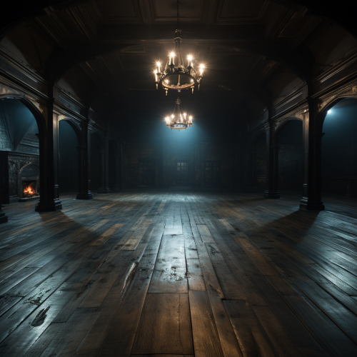 Dark empty room with indoor lighting