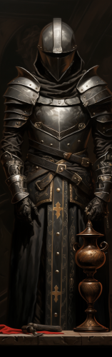 Medieval pawn wearing plate armor in action