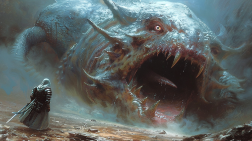 Dark Knight Monster Battle Illustration