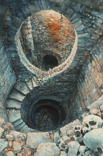 Bones in Deep Well Illustration Bones in Deep Well Illustration