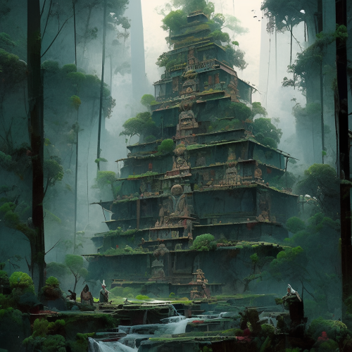 Ancient alien ziggurat in bamboo forest Ancient alien ziggurat in bamboo forest