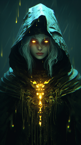 Mysterious Dark Witch with Yellow Eyes