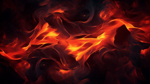 Dark abstract background with random shapes and fire