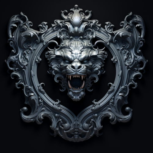 Baroque frame with gargoyle in a dark shape