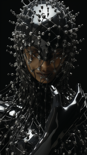 Dark female knight with shining silver ring