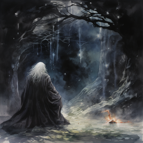 Man being corrupted by evil spirit