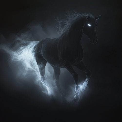 Shadowy horse with glowing eyes