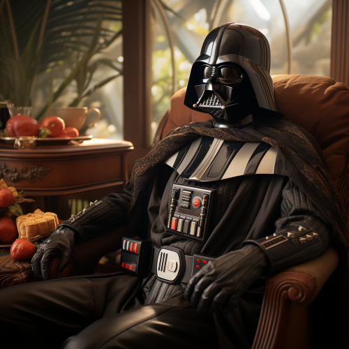 Darth Vader smoking a cigar on vacation