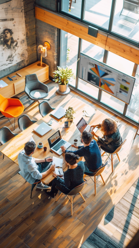 Data analysts collaborating in office