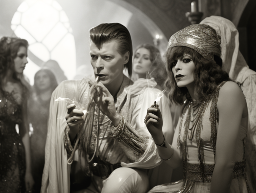 David Bowie in White Suit at Moroccan Mansion