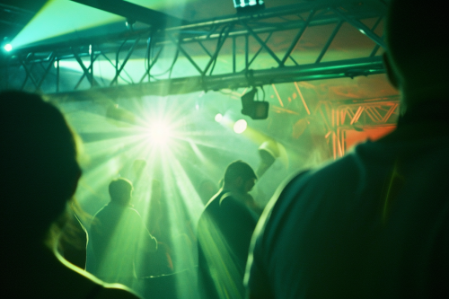 Colorful and lively disco party scene