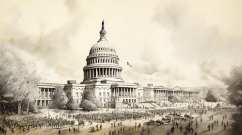 Ink drawing of Washington DC Capitol Building