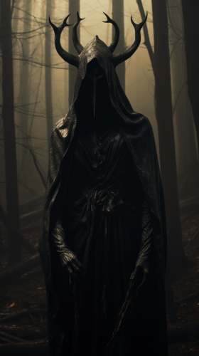 Scary death demon in black robe