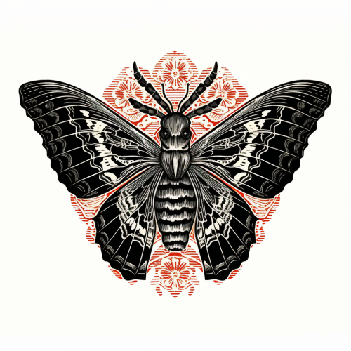 Artistic depiction of a deathshead moth on a skull Artistic depiction of a deathshead moth on a skull