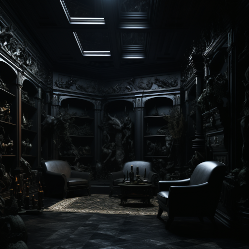 Mysterious black room with stunning CGI visuals