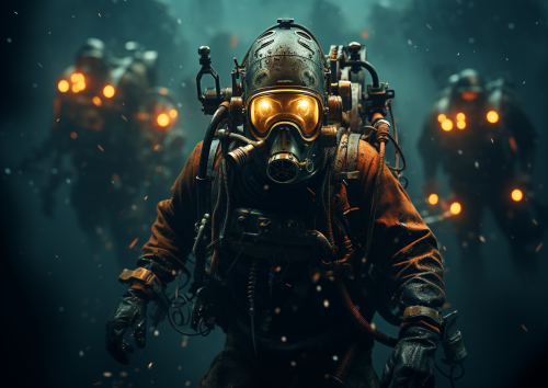 Divers exploring the deep ocean