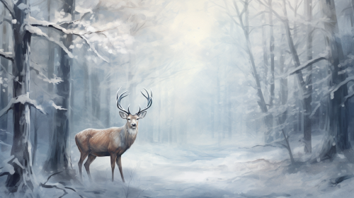 Beautiful deer in winter forest Beautiful deer in winter forest