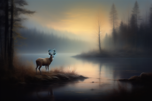Deer drinking water at evening