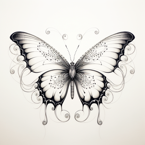 Beautiful butterfly line drawing