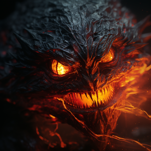 Demon-Man Hybrid with Fiery Eyes