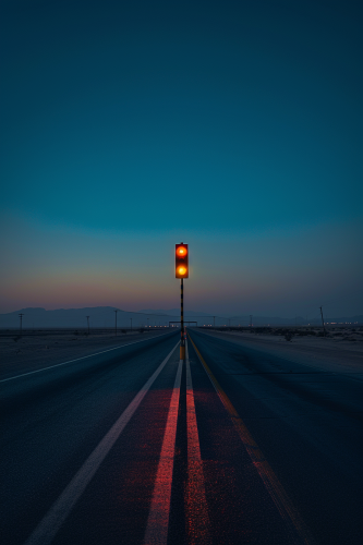 Desert Highway Traffic Light Eerie Symmetry Desert Highway Traffic Light Eerie Symmetry