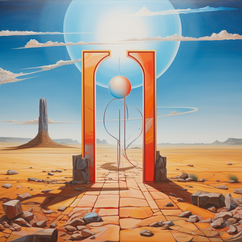 Desert lighthouse portal painting crown