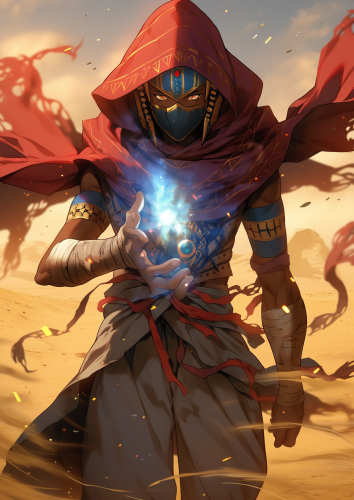 Man emerging from desert hole Man emerging from desert hole