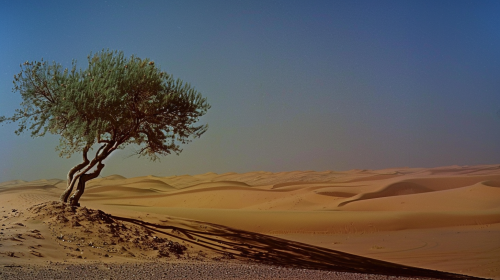 Desert scene with acacia tree