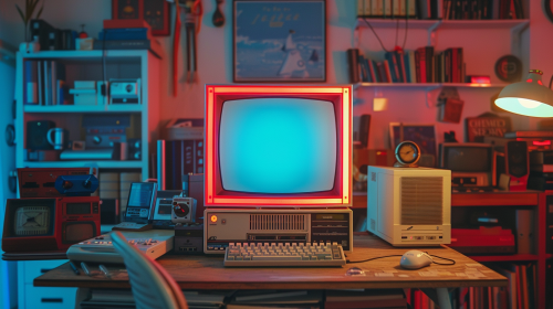 Desktop computer mouse in Wes Anderson style