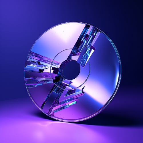 Damaged CD with Blue and Purple Elements