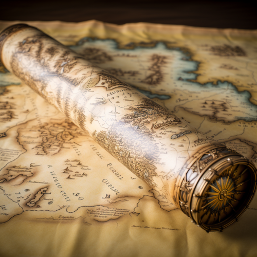 Detailed High Fantasy Map on Parchment Scroll