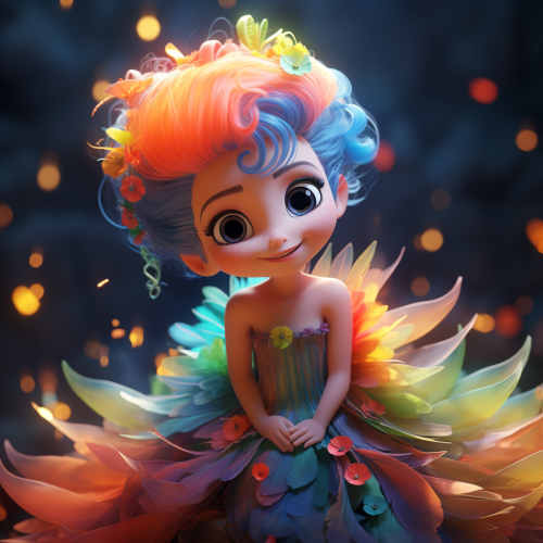 Smiling pixie in vibrant colors
