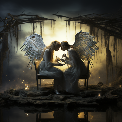 Surreal painting of deux anges amoureux Surreal painting of deux anges amoureux
