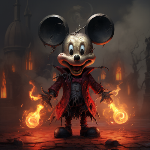 Spooky devil with goat head cartoon