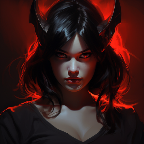 Glowing devil girl face portrait