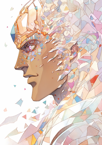 Diamond brain boy shining brightly with polygons