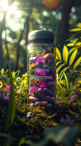 Digestive Enzymes Container in Nature Sunlight