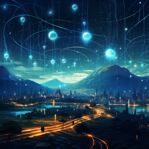 Captivating digital network landscape artwork