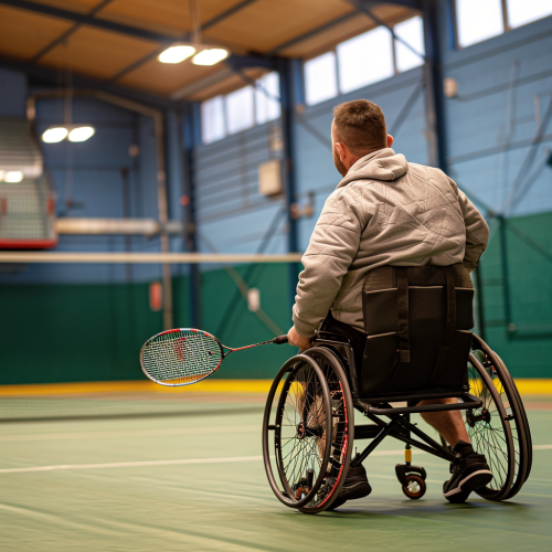 Disabled person playing badminton