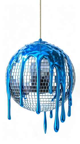 Disco ball with blue chrome slime Disco ball with blue chrome slime