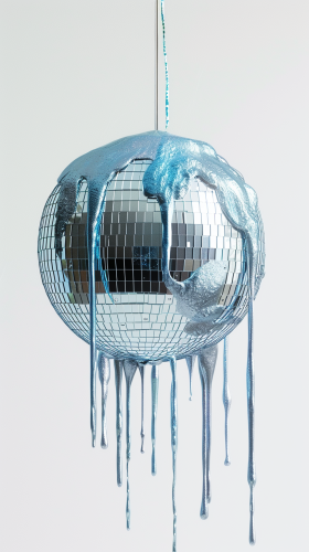 Disco ball hanging shiny blue chrome Disco ball hanging shiny blue chrome