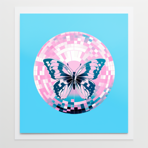 Cute disco ball print with butterfly