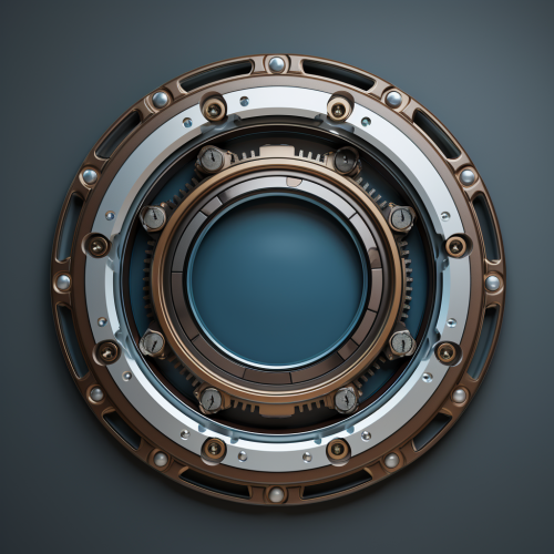 Sleek circular disk gear window with small inner gears