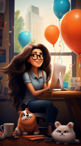 Young woman working on office couch