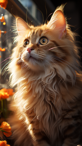 Hyper realistic distant cat in cinematic ambiance Hyper realistic distant cat in cinematic ambiance